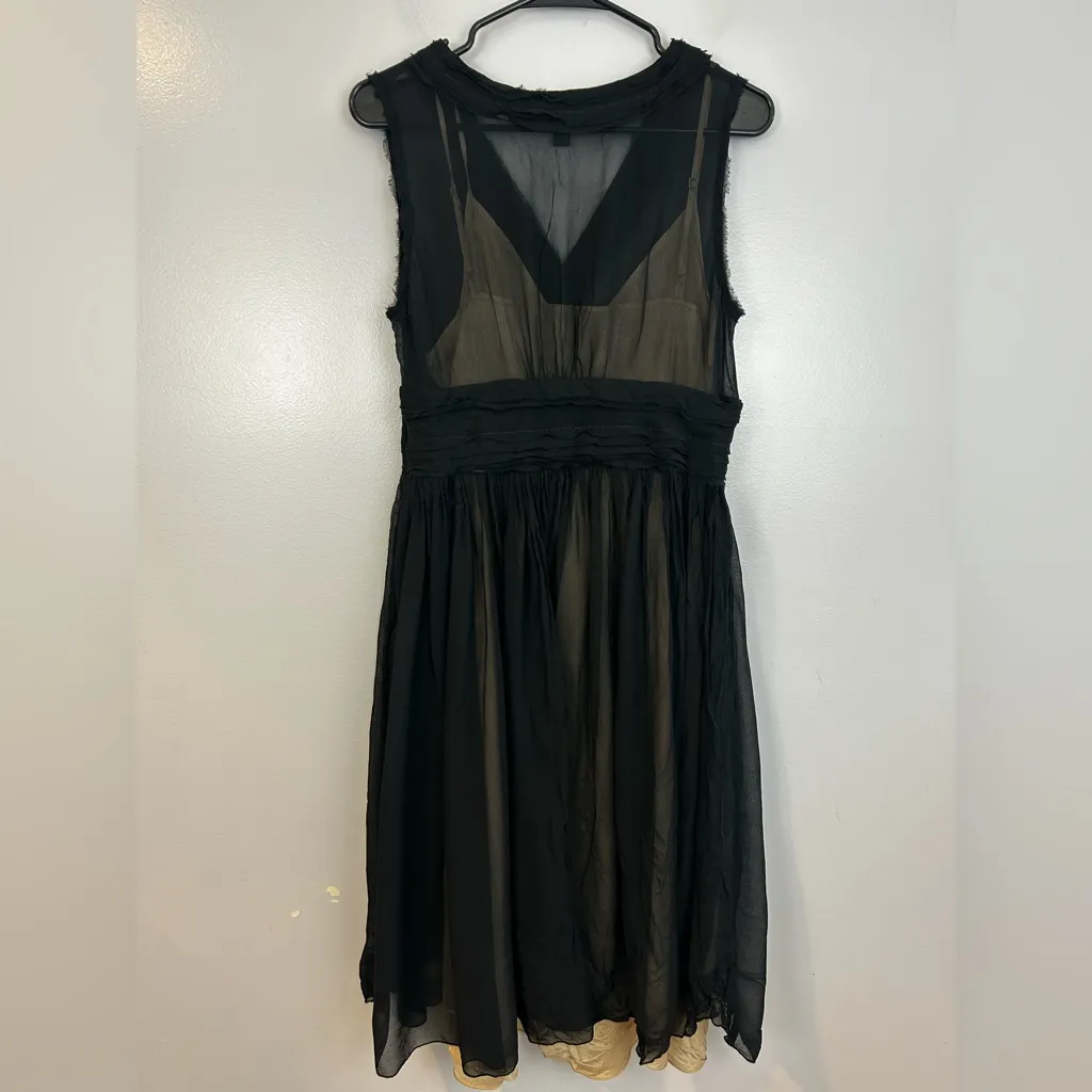 Banana Republic 2 Pc Black & Tan Silk Sheer Sleeveless Dress Size 12 - Image 5