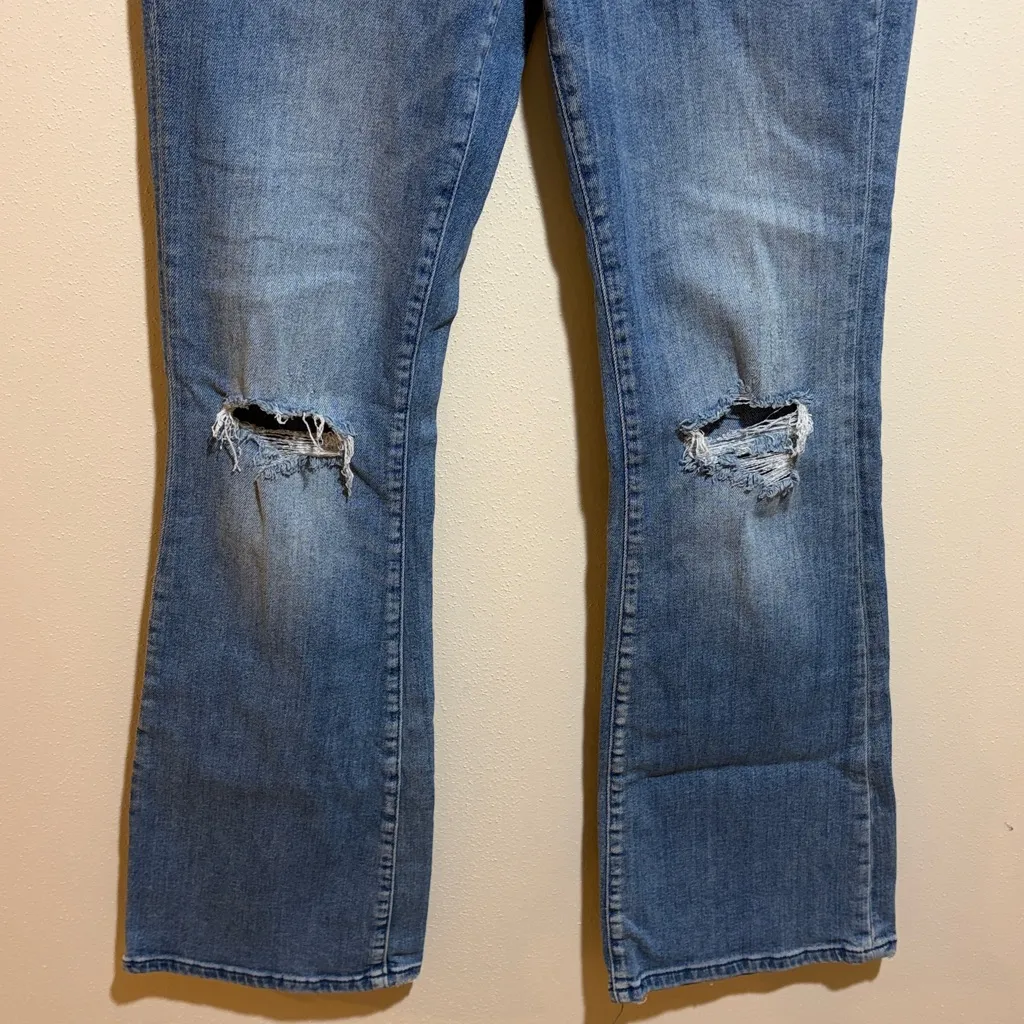 Pilcro Anthropologie The Icon High Waist Distressed Denim Flare Jeans Size 28 - Image 8