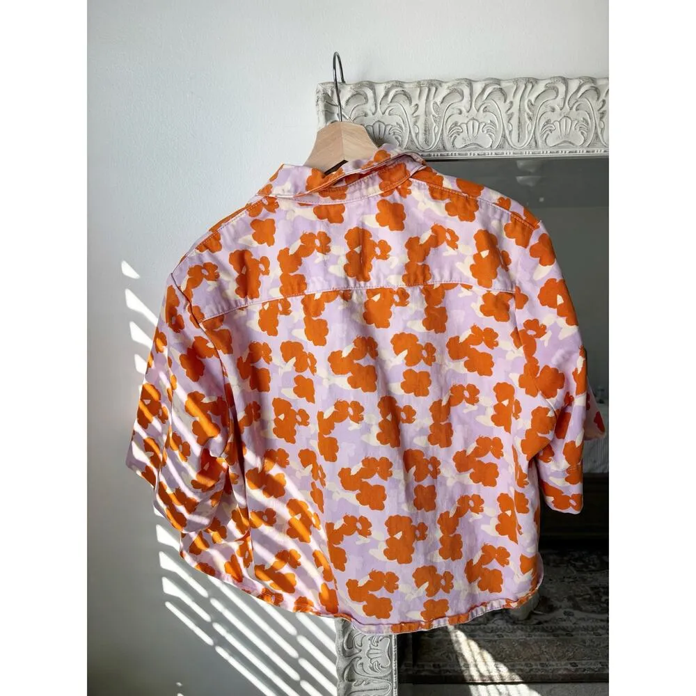 Zara Cropped Denim Floral Jacket Top - Image 5