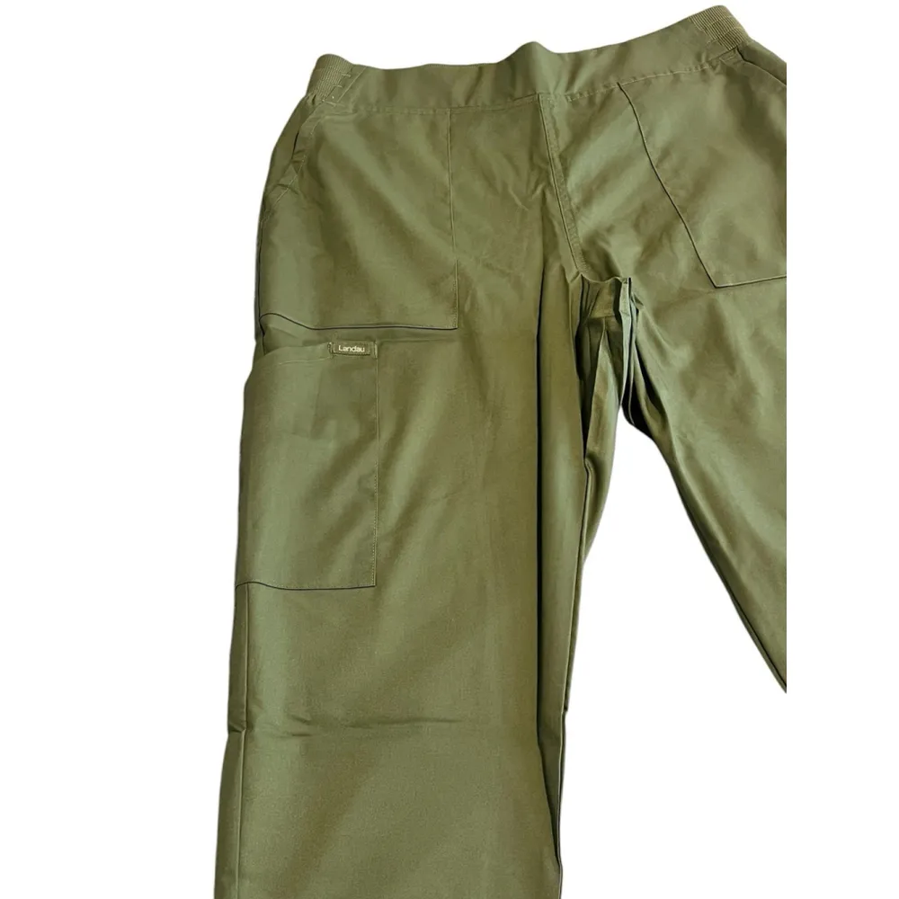 Landau Scrubs Womens Size Medium Proflex Flat Front Cargo Jogger Olive Moss NWT Green - Image 3