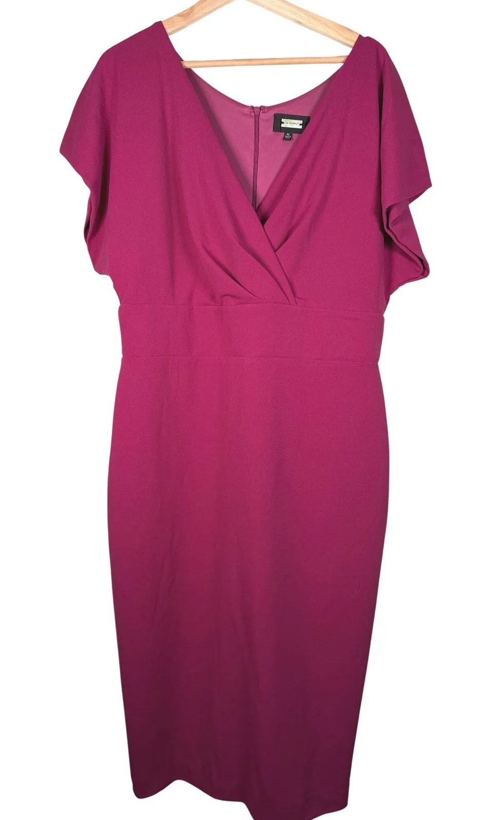 ALEXIA ADMOR Women's Magenta V Neck Cap Sleeve Sheath Dress Plus Size XL - Image 1