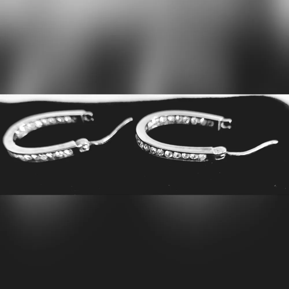 Double Sided Sterling Silver & Crystal Hoop Earrings - Image 5