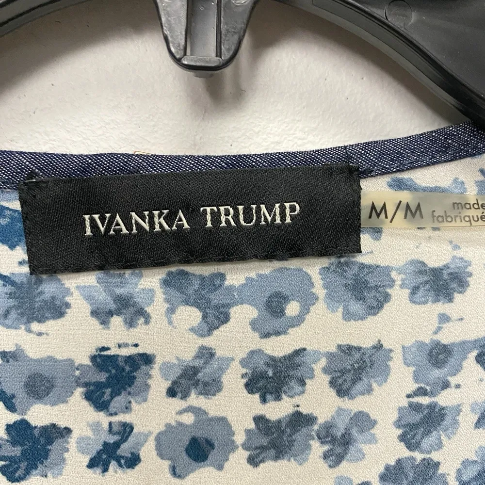 Ivanka Trump Blouse Women Med Kinny Split Neck Zip Up Tie Long Sleeve Pullover - Image 4