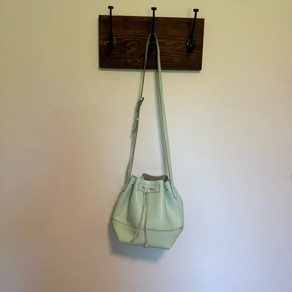 J Crew Mint Green Leather Downing Bucket Bag - Image 2