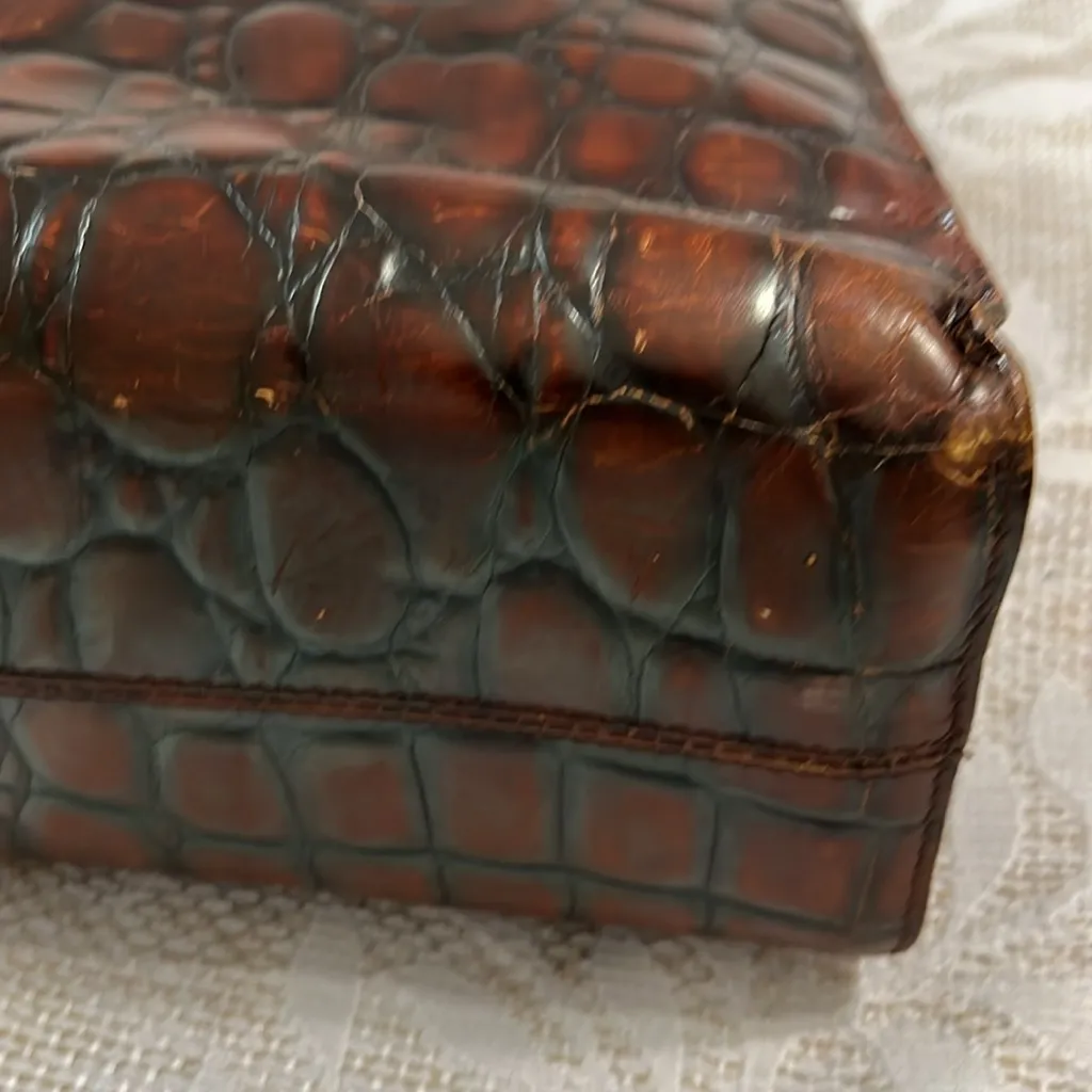 Vintage Furla Brown Croc‎ Embossed Hand Bag - Image 9