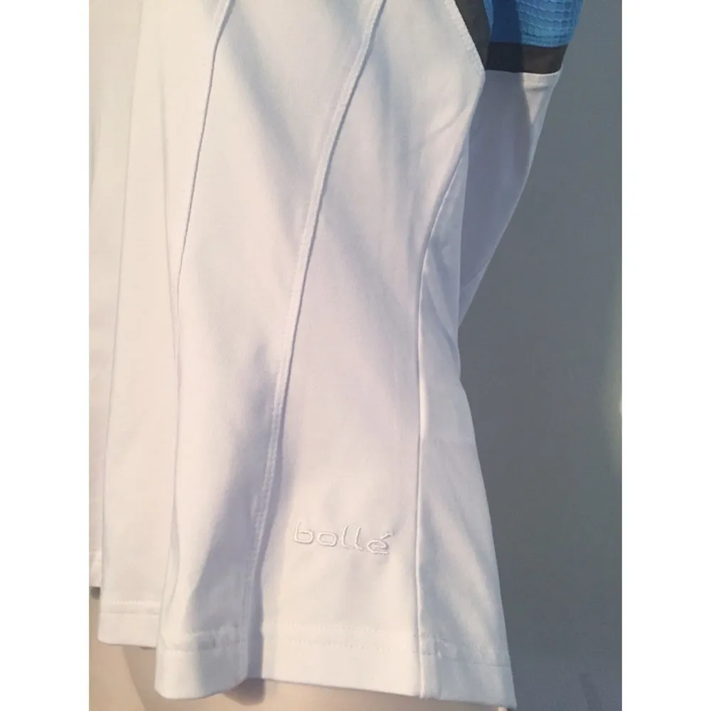 🆕 Bollé cap sleeve tennis top white blue gray scoop neck pullover medium - Image 5