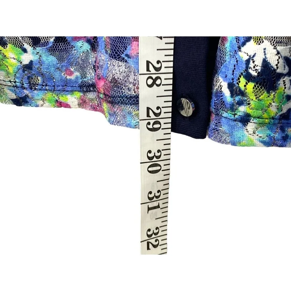 RAFAELLA Sweater Cardigan Floral Lace Overlay Cottagecore Lagenlook Button Up 2X - Image 4