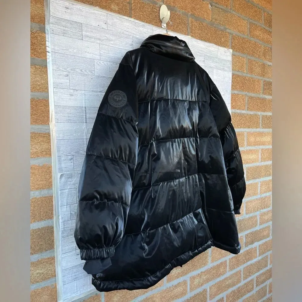 Arctic expedition liquid shine puffer coat with stand collar 2 X Black Size 2X - Image 9