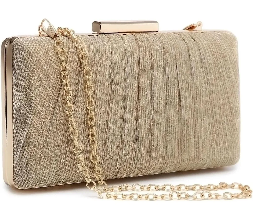 ⚡ Women's Evening Cocktail Glitter Formal Party Prom Gold Clutch Handbags - Image 1