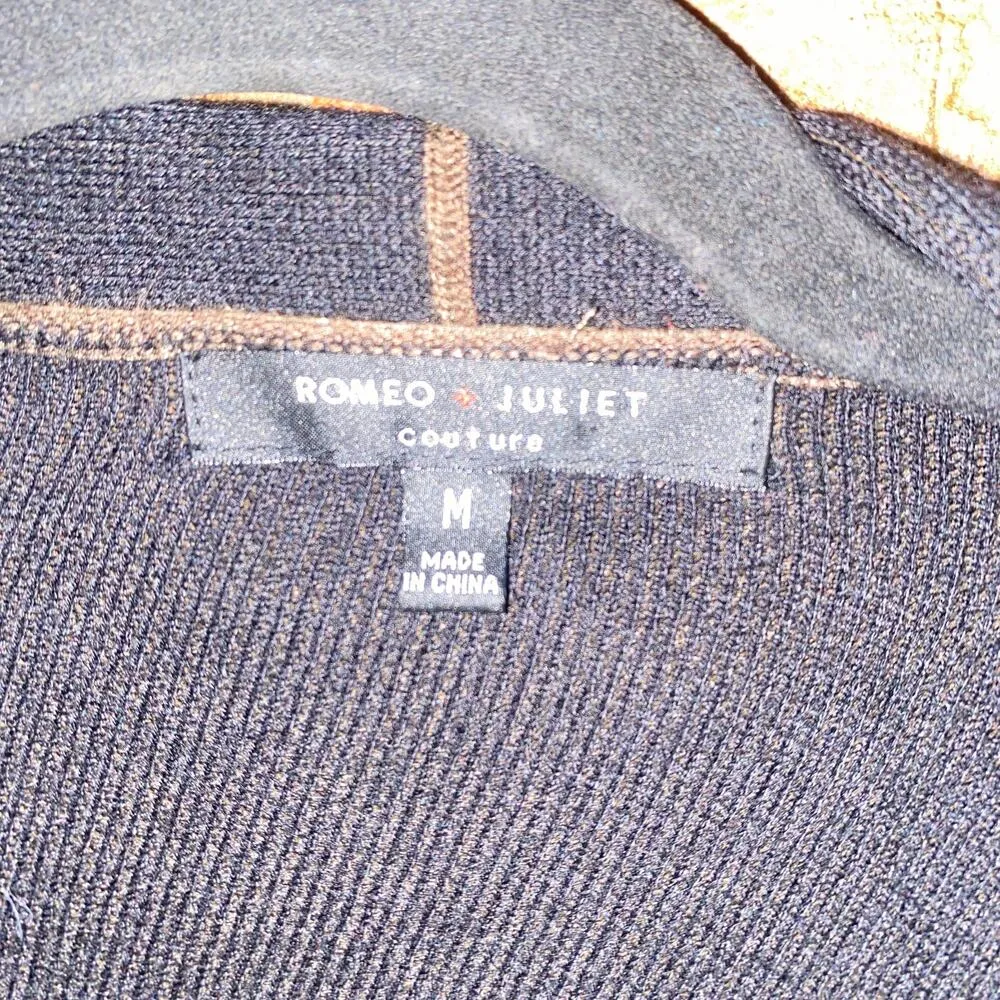 Romeo & Juliet Couture Brown Black Draped Open  Cardigan Sweater Size Medium - Image 3