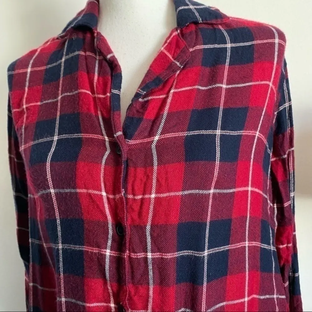 Rails • Red Plaid Crimson Navy Clara Button Down Top - Image 5