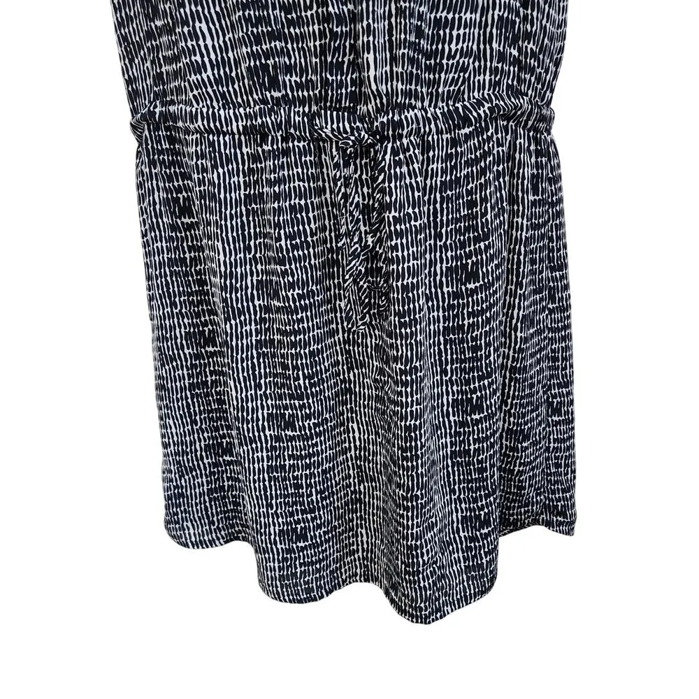 Hilary Radley Sleeveless Split Neck Sheer Tunic Dress Button Front Black Sz 10 - Image 6