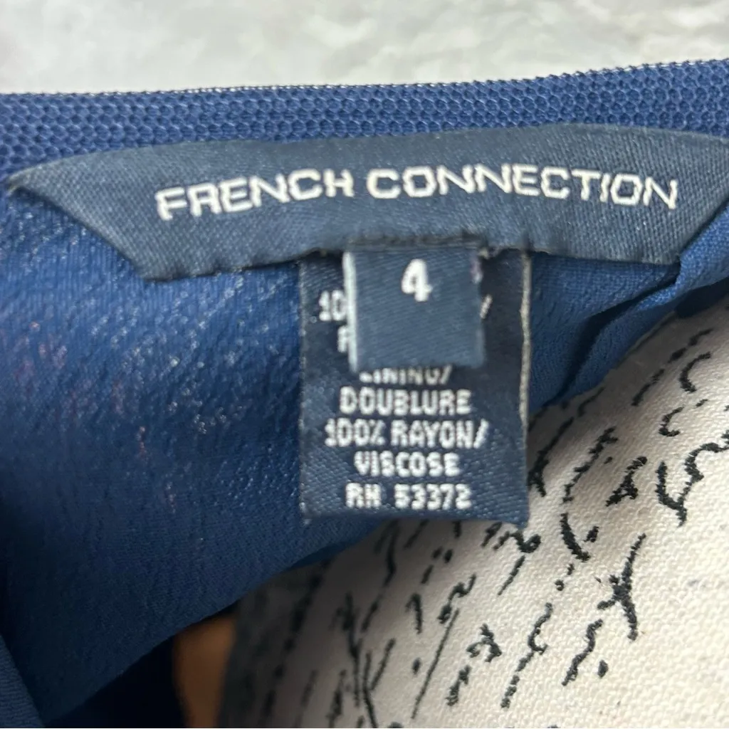 French Connection|Navy Blue Embellished Beaded Lace Midi Skirt Size 4 - Image 3