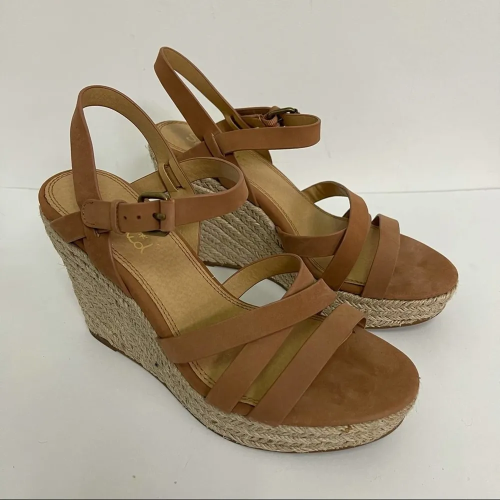Splendid  Billie Wedge Sandal Espadrille Strappy Brown/Tan Buckle Strap SZ 9.5 - Image 5