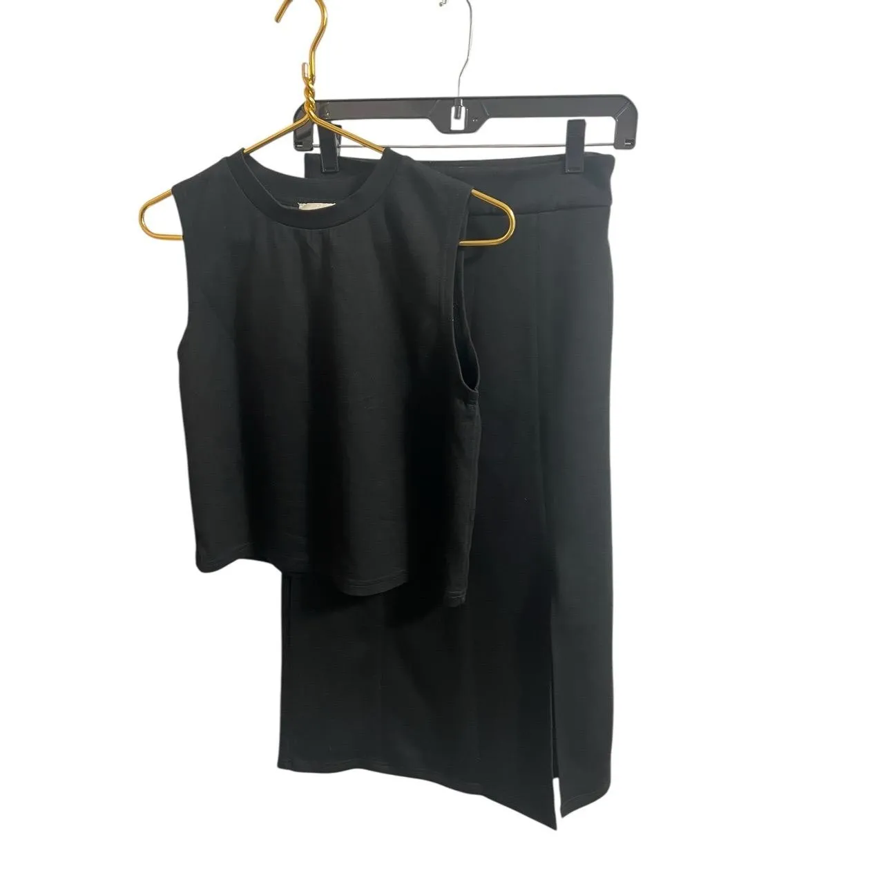P. Cill Sleeveless Top Skirt Set Womens XS Black Maxi Slit Co - Image 2