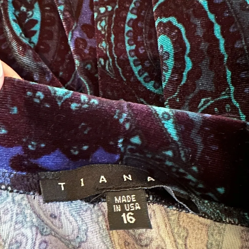 Tiana Black Purple Goth Paisley Velvet Shift Dress Long Sleeve XL Whimsigoth Size 16 - Image 5