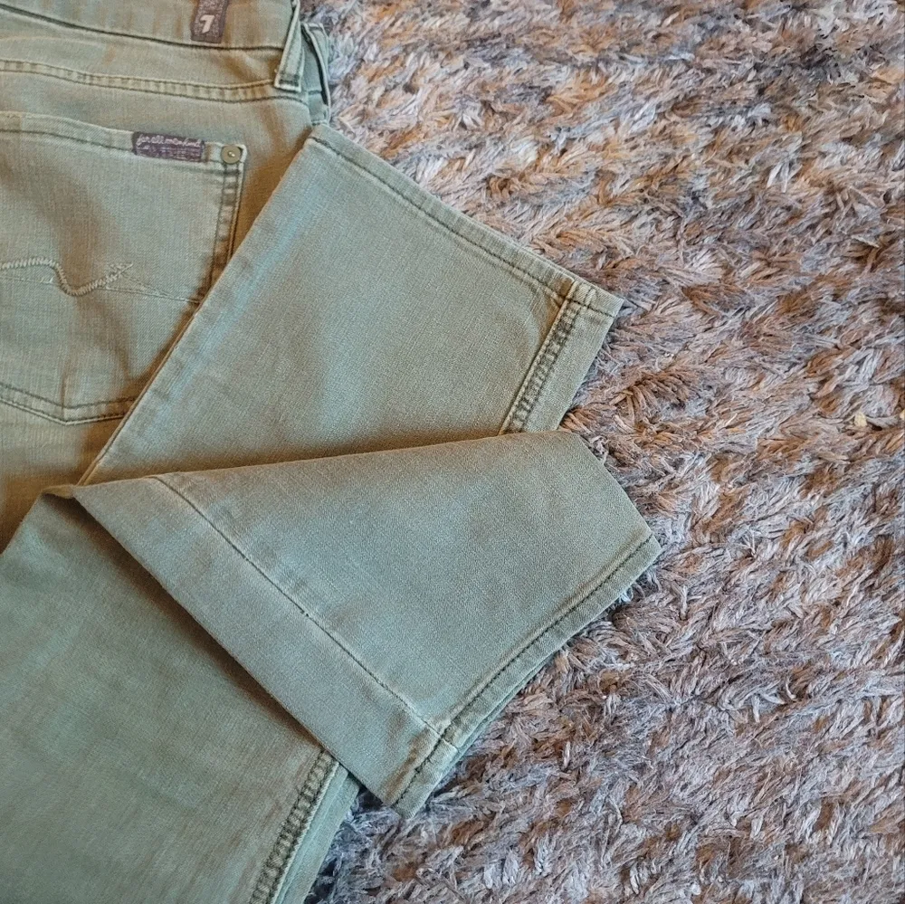 7 For All Mankind Army Green Crop Cargo Jeans 28 - Image 9