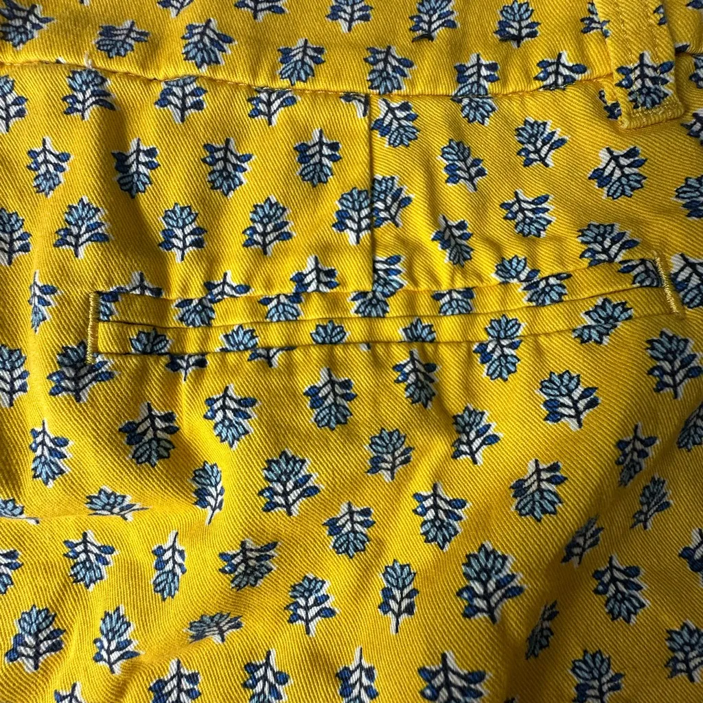 J. Crew Chino Shorts Yellow Blue Block Print Floral Summer Mini Shorts - Image 6