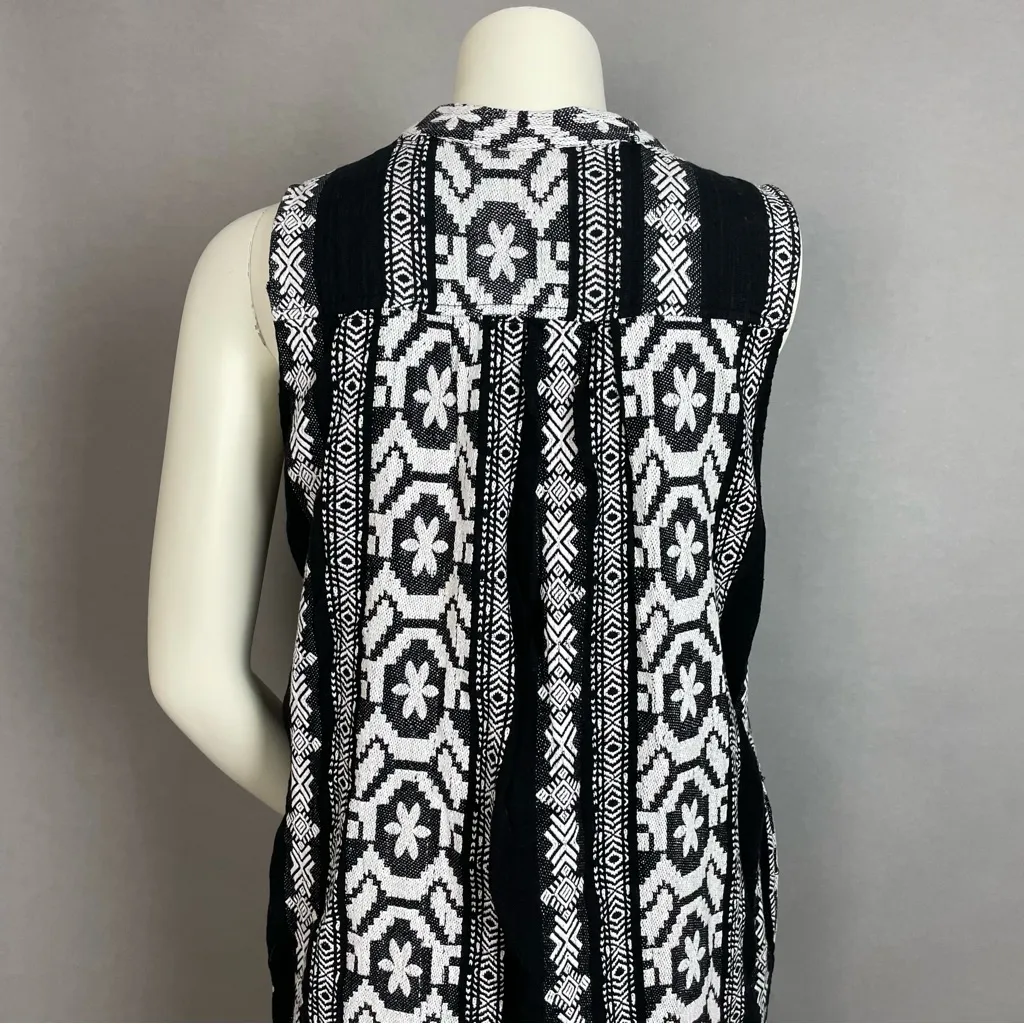 Elan Dress Cover-Up Woven Design Black White NO TIES Sleeveless Women Small Boho - Image 8