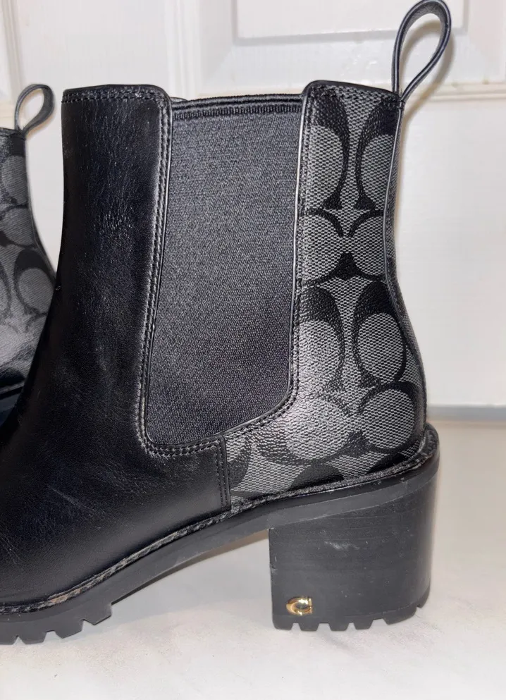 Stunning NWOT Coach Black and Gray Jude leather Ankle Booties - Image 2