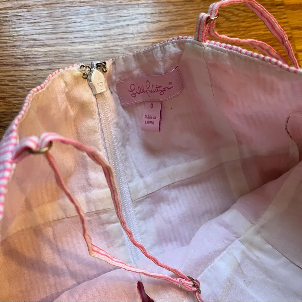 Lilly Pulitzer Petra PB Pink Seersucker Stripe Cut Out Bows Dress size 0 - Image 5