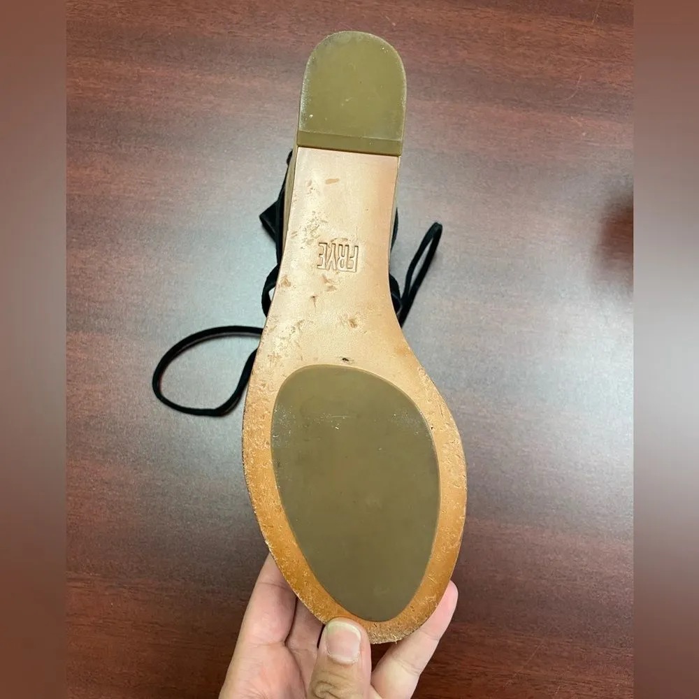 Frye  Black Strappy Lace Up Platform Wedge Sandal Size 8 - Image 5