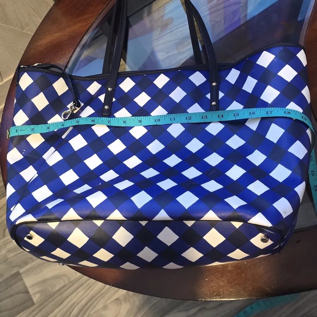 Kate Spade Navy and White Plaid Tote - Image 8