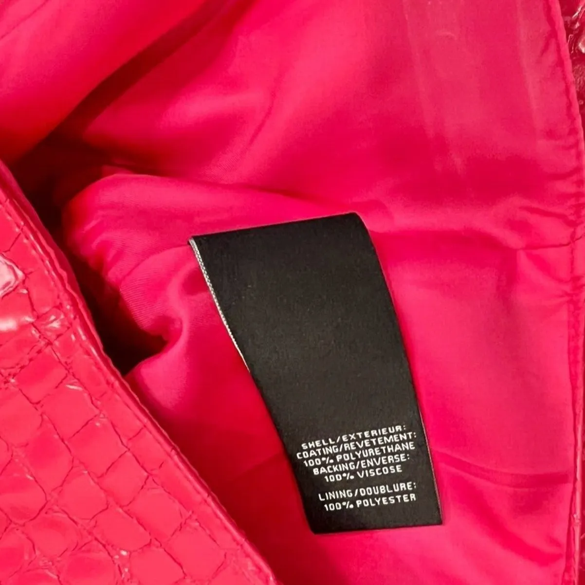 7 For All Mankind Hot Pink Vegan Leather Crocodile Crop Top Shorts Set M NEW Tag - Image 12