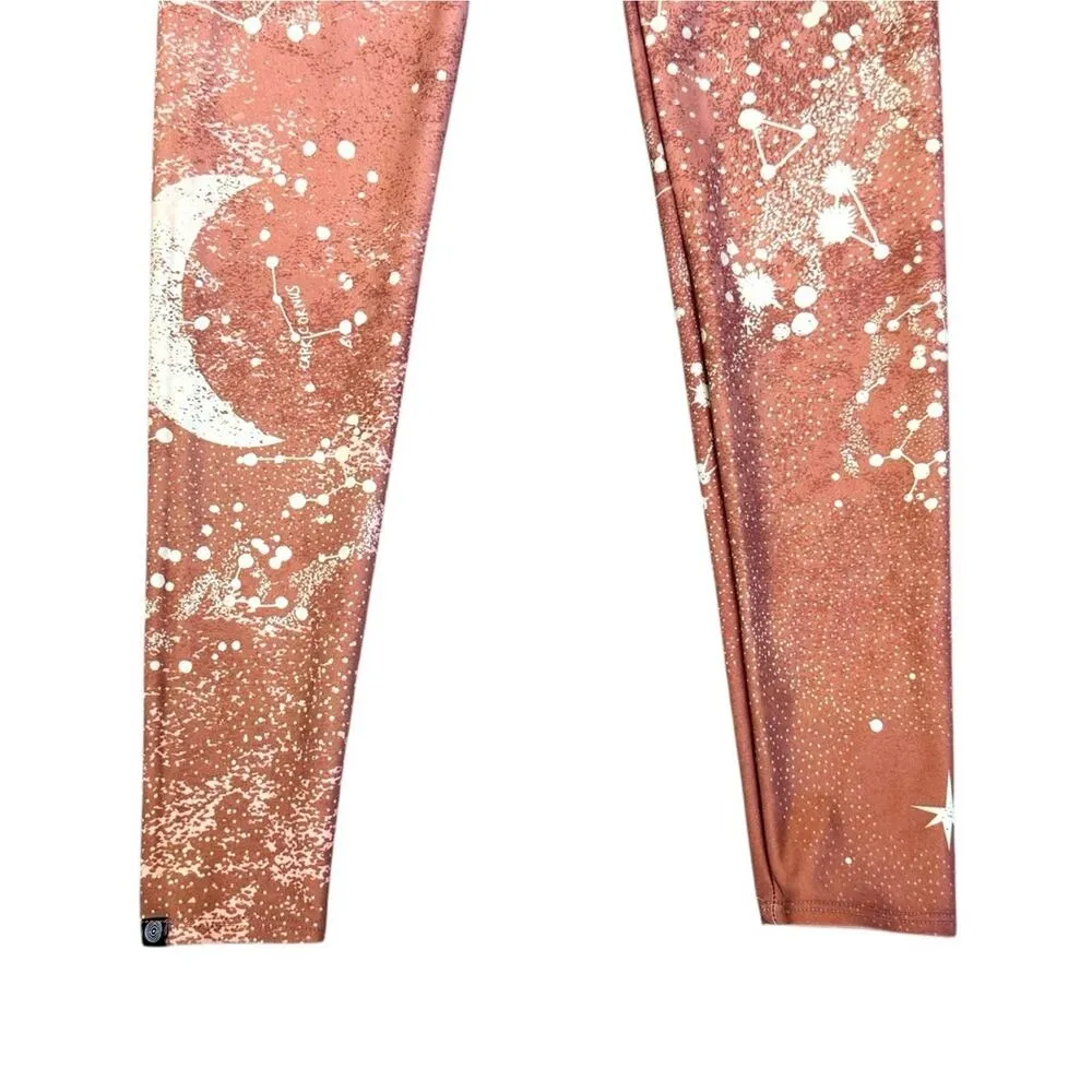 ONZIE Copper Constellation Moon Stars High Rise Leggings Hot Yoga Pants Size XS - Image 3