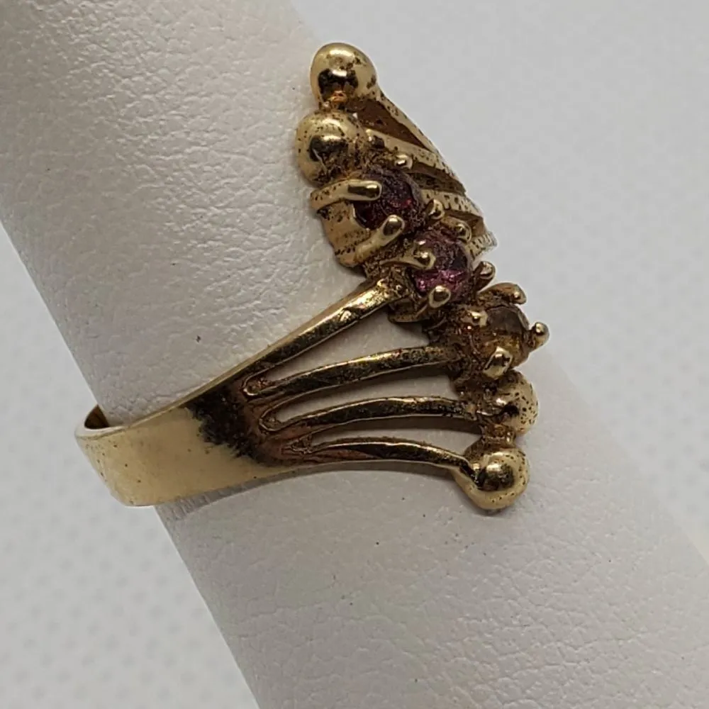 NWT Gold Tone, Red, Pink, & Yellow Rhinestone Ring Red - Image 4