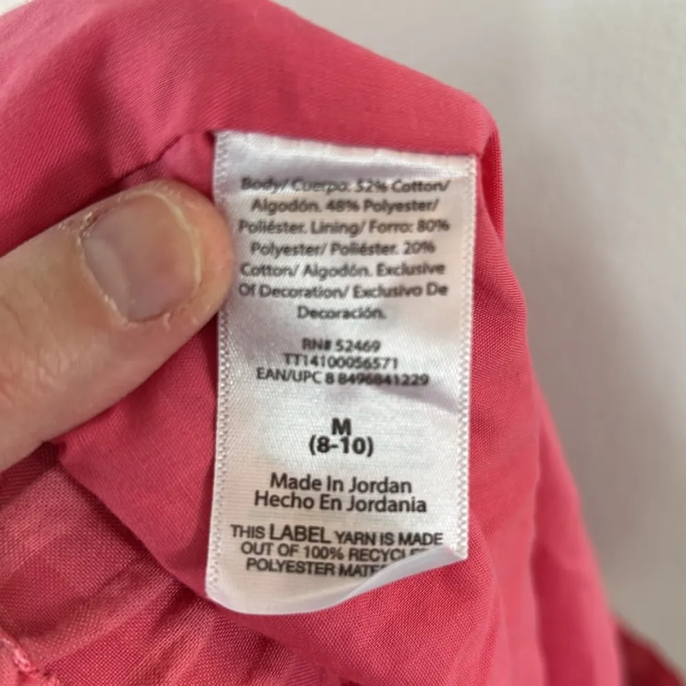 Time & True Pull On Pink Gingham Embroidered Floral Women's Shorts Size M - Image 5