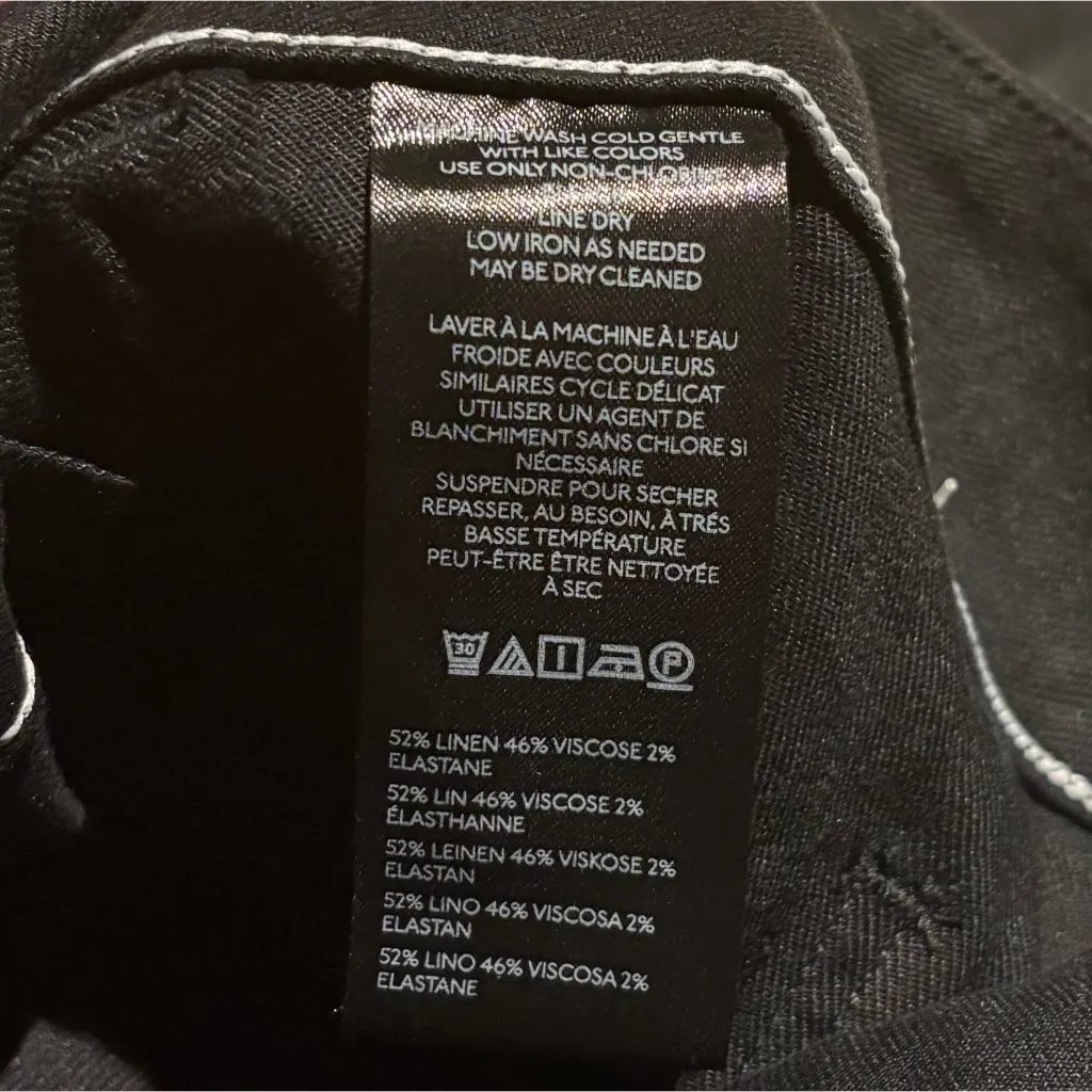 Maeve Anthropologie The Colette Linen Blend Crop Wide-Leg Pants Black 32T Black - Image 7