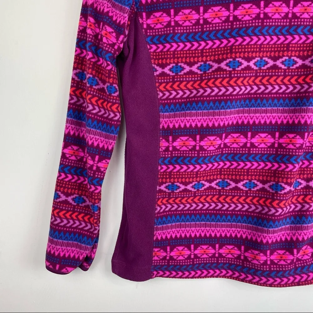 Columbia Sz Small Pink Purple Fleece Aztec Print Quarter Zip Top Pullover - Image 9