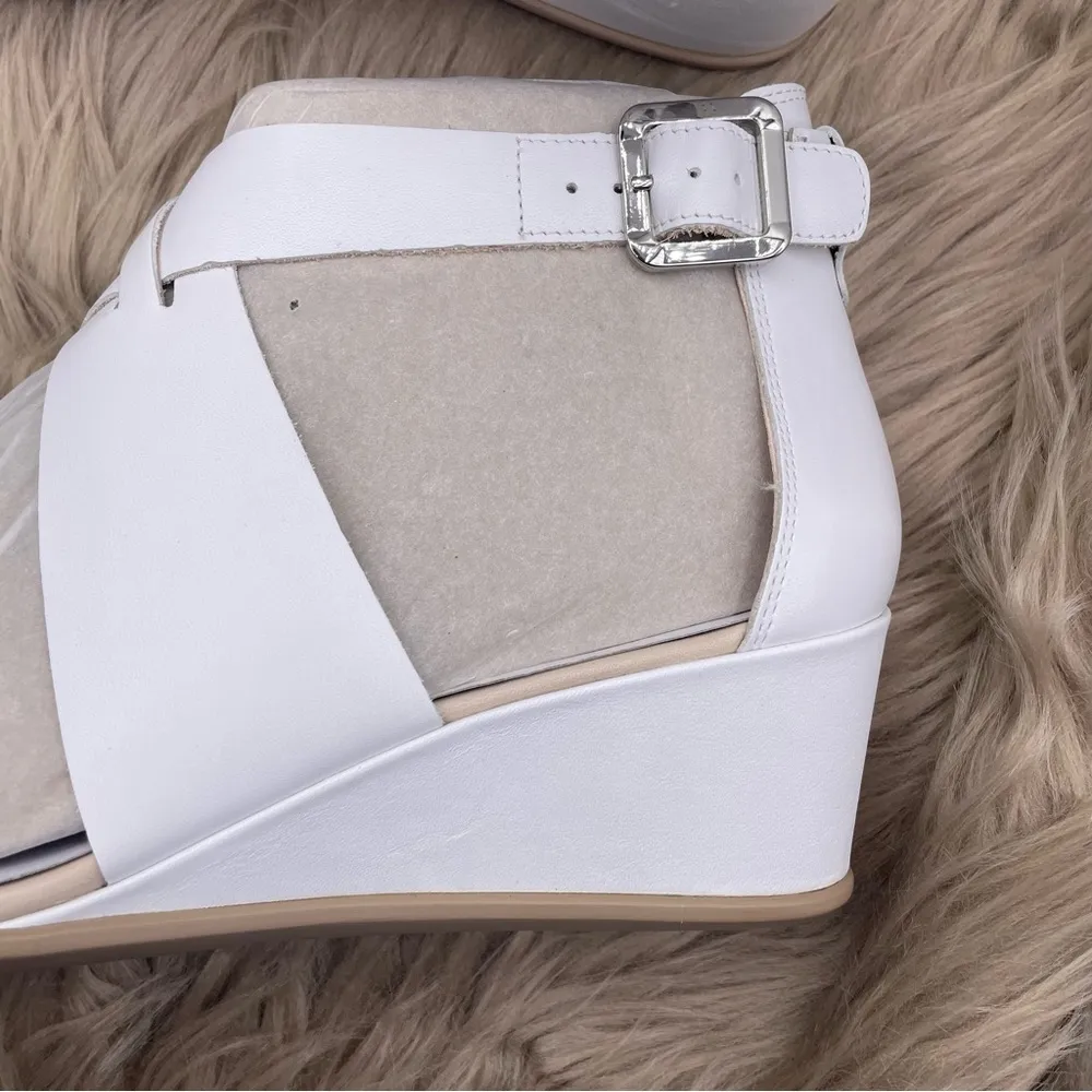 shape 35 white strappy wedge sandal calf leather women Size 41EU/ 10-10.5US - Image 6