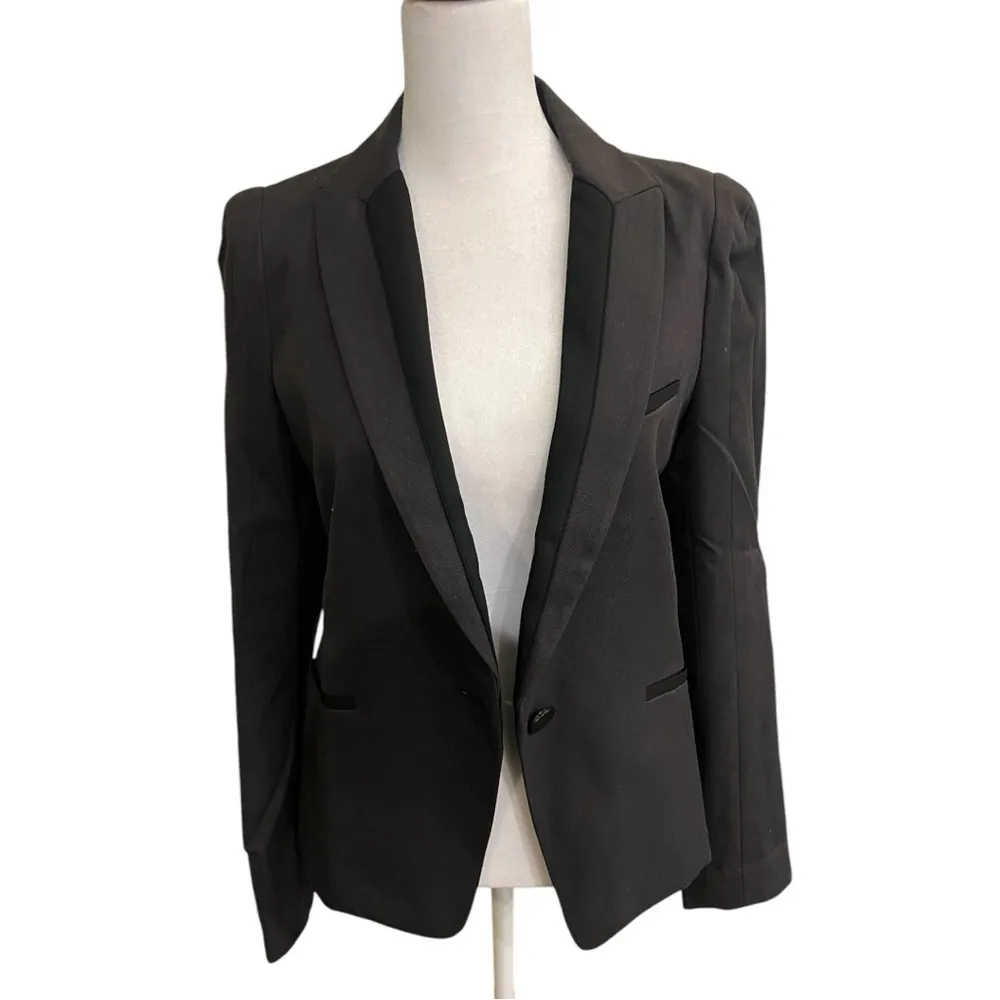Comptoir Des Cotonniers Gray Blazer with black detail Collar - Image 2