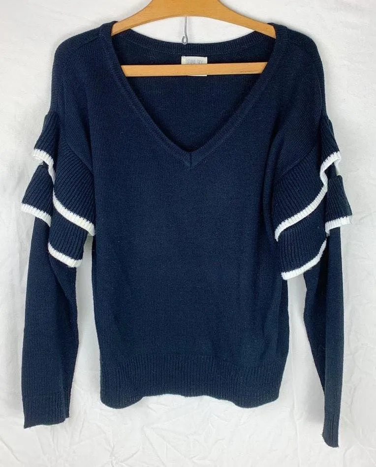 Black Ruffle Sleeve Sweater - Image 2