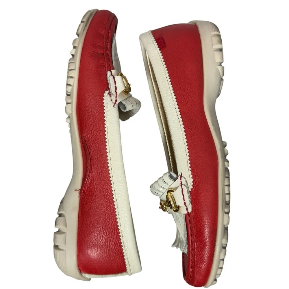 Marc Joseph New York Women's Lexington Golf Loafers Red White Leather Size 6.5 - Image 8