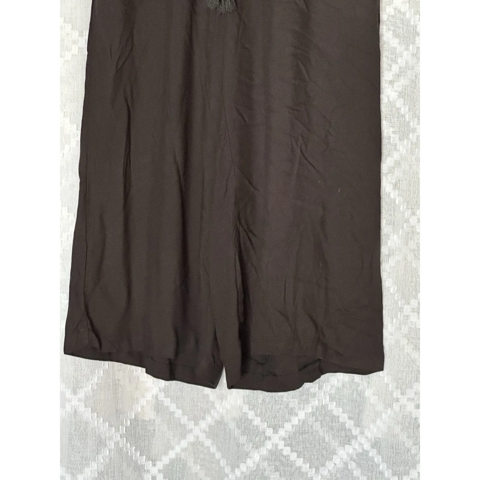 Rewash Black Wide Leg Capri Pants Womens Large Lace Up Front Flowy Casual - Image 5