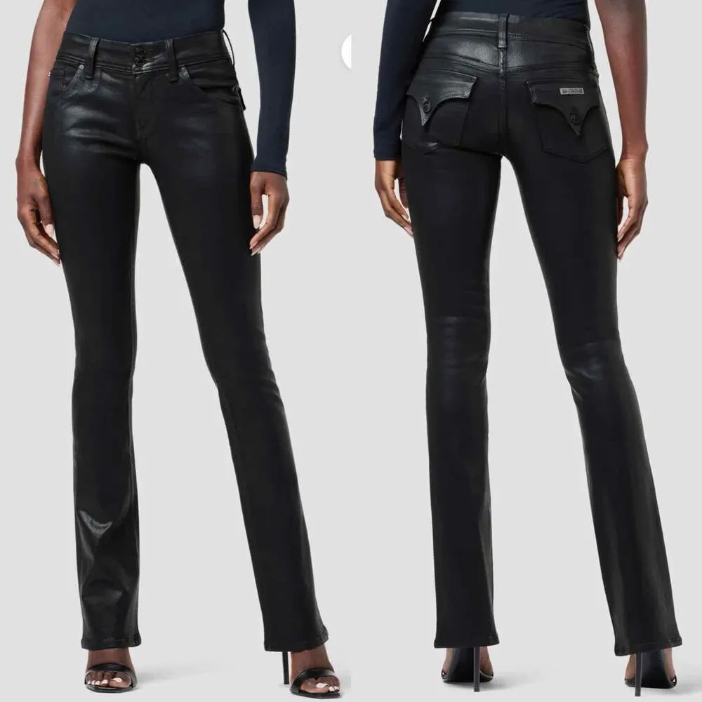 Hudson Beth Mid Rise Baby Boot Size 32 Black Coated Beauty Inseam 34” Long - Image 7