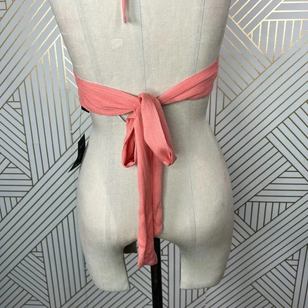 Lulus Coral Tie Bralette‎ Halter Top Size Medium - Image 8