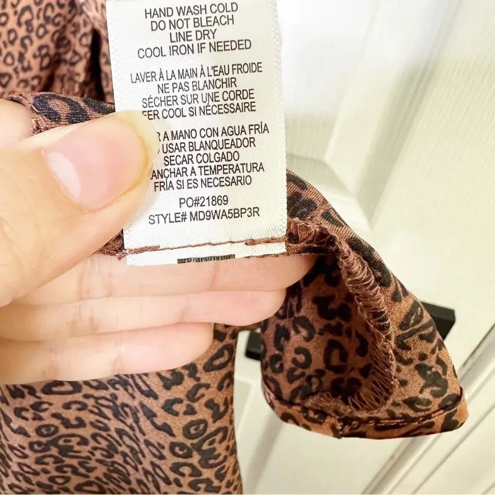 BOBEAU Leopard Print Midi Wrap‎ Dress Rust Size Small - Image 5