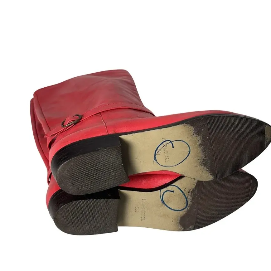 1990's Vintage Miss Capezio Red Leather Knee High Boots 8 M .Made in Brazil. - Image 6