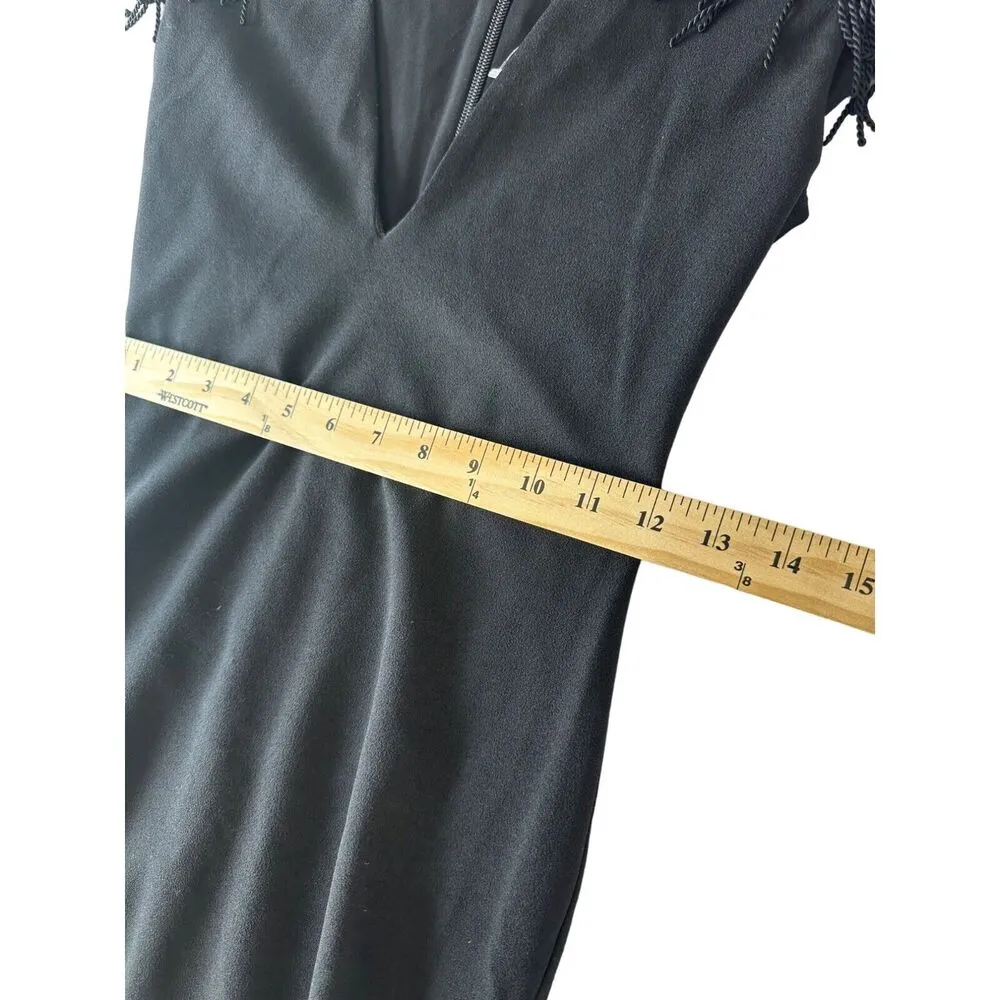 Nookie Mendez Fringe Glam Evening Bodycon Dress NWT Black size Small - Image 7