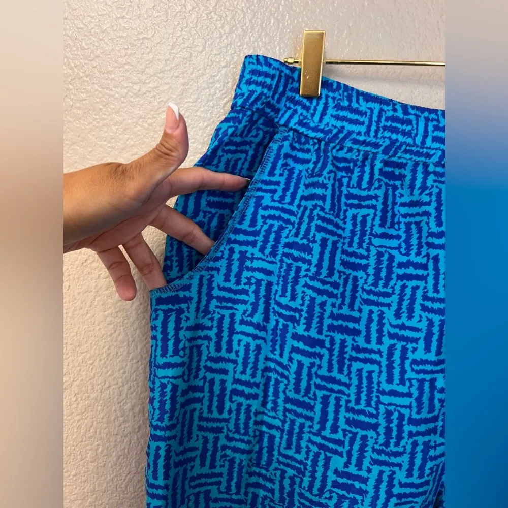 Laura and Jayne Vintage 100% Silk Crop Top & Pant Set Size L Blue Size L - Image 9