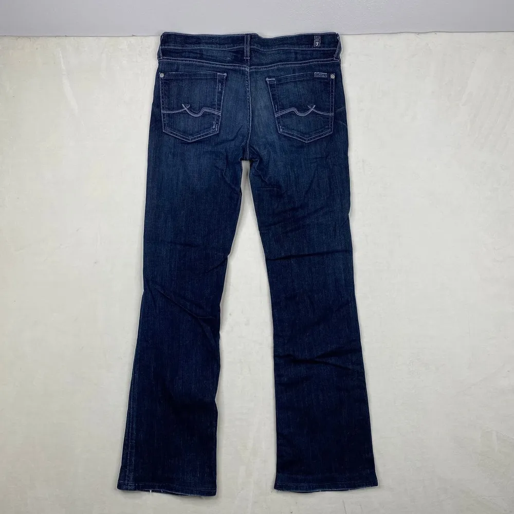 7 For all Mankind Dark Wash Low Rise Bootcut Demin Stretch Jeans Women's Size 28 - Image 9