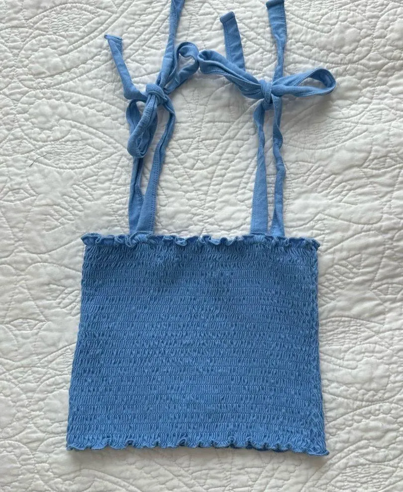 Hollister Light Blue Tube Top With Tie Straps - Image 4