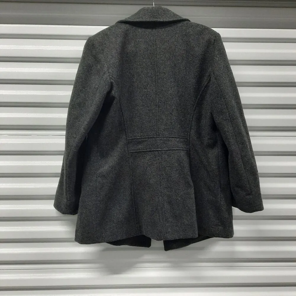 Vintage Y2K Express Juniors Wool Peacoat Size 11/12 Gray Double Breast Academia - Image 3
