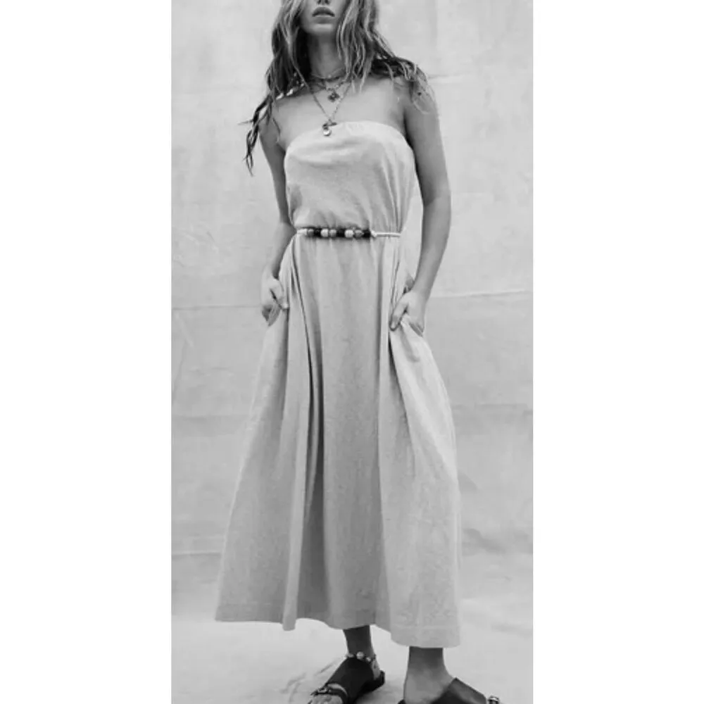 Free People Free-est Peyton Maxi Tube Dress Solid Cotton Black Beach XS New* - Image 3