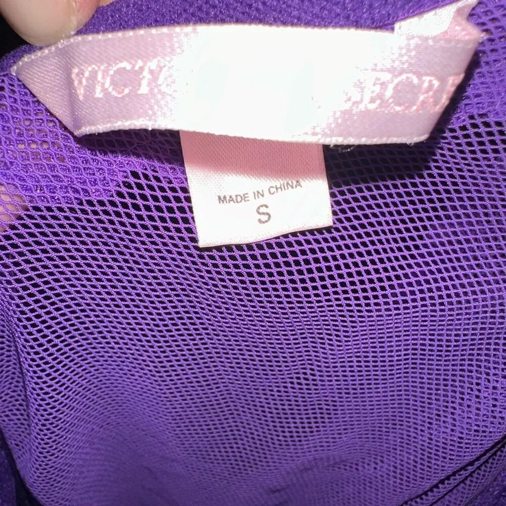Victoria’s Secret purple semi sheer lace S shirt nightgown - Image 4
