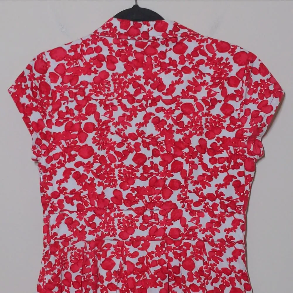 eShakti Red and White Floral Printed Dress – Size M / 8 - Image 8